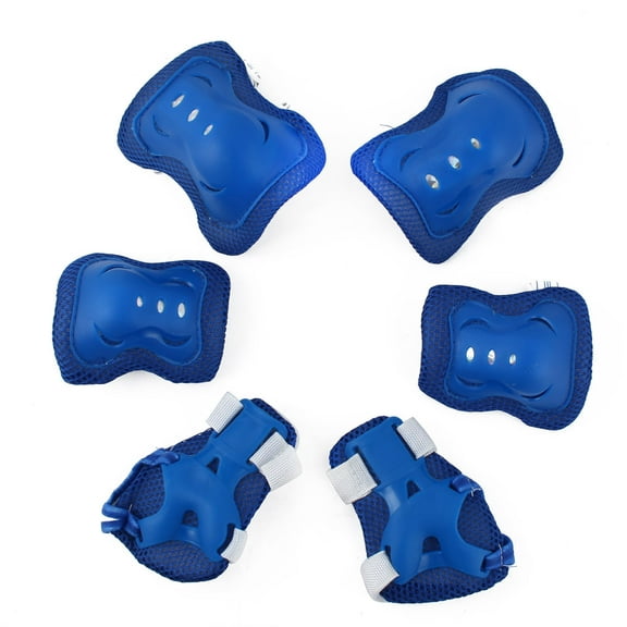 Unique Bargains 6pcs Kids Bicycle Roller Blading Wrist Elbow Knee Pads Protector Gear Blue