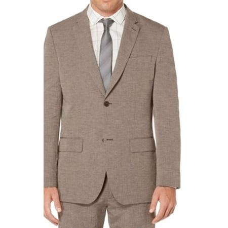 Perry Ellis NEW Brown Mens Size 44 Regular Two Button Linen Blazer