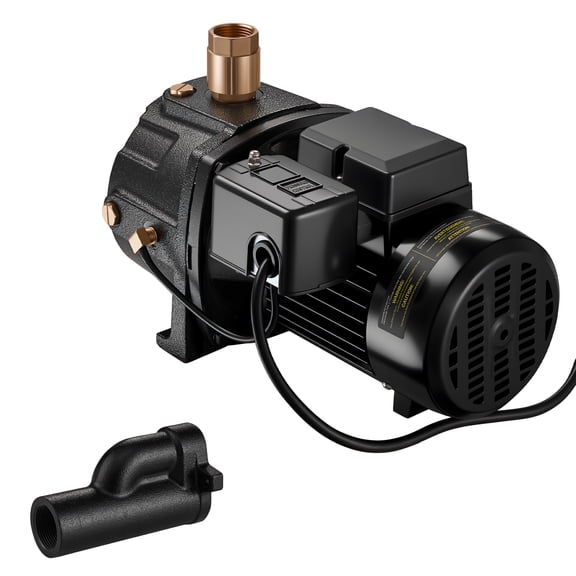 KFFKFF 1 HP Shallow Well Jet Pump, Dual Voltage AC 115/230 Volt, 1400 GPH Cast Iron Pump with 164 ft Max Head Lift, Automatic Pressure Switch for Garden Irrigation and Lawn Sprinkler Systems