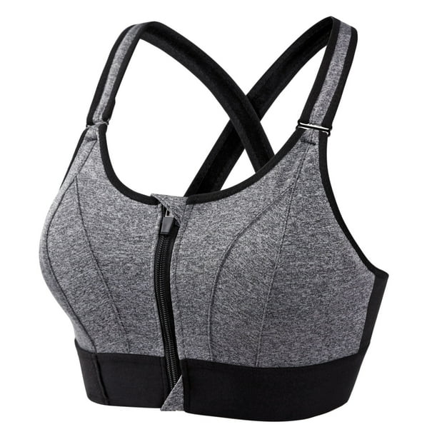 Spdoo High Impact Sports Bra for Women Zip Front FullSupport Wirefree