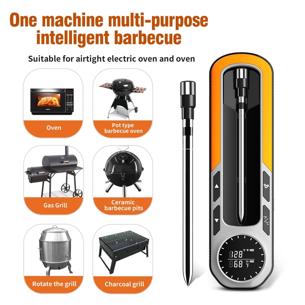 800FT Wireless Meat Thermometer with Bluetooth, Real-Time readings, App Compatibility for Grilling, BBQ, Smoking