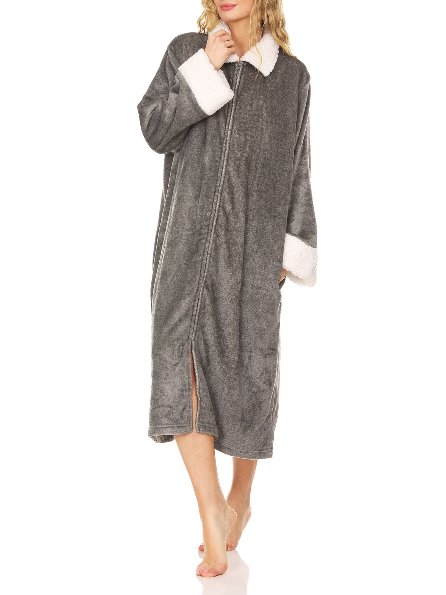 LADIES ZIP UP PLUSH ROBE