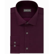 Michael Kors Men's Regular Fit Airsoft Stretch Non-Iron Performance Solid Dress Shirt Dark Red Size 16X32-33