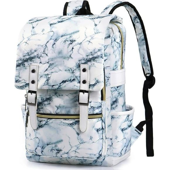 UTAH-Vintage Laptop Backpack School Bag College Daypack Slim Commuter Backpack Fits 15.6 inch Laptop Marble