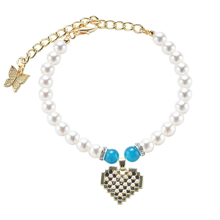 iOPQO Pet Accessories Pearl Necklace Pearls Chain Dog Collar Dog