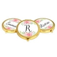 thumbnail image 4 of Koyal Wholesale Compact Mirror Bridesmaid's Wedding Gift, Gold, Monogram Letter R, Peach and Pink Roses, 1-Pack, 4 of 5