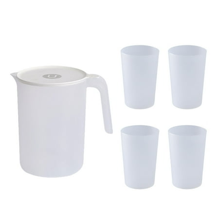 

BESTONZON 1 Set Plastic Cold Water Kettle with Cups Transparent Water Pitcher Set