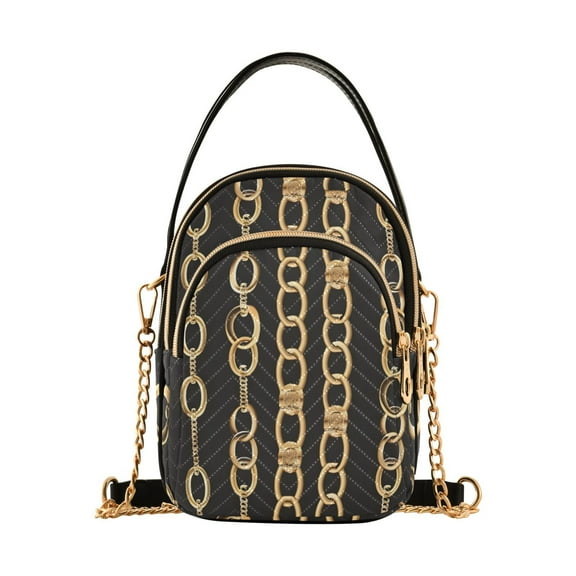 joogoo Women Golden Chain Pattern Chain Crossbody Bags Shoulder Handbag Phone Purse