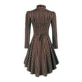 thumbnail image 3 of XPMWRP Women's Packable Steampunk Long Striped Jacket Renaissance Victorian Gothic Blazer Lightweight Outerwear Coat Brown L, 3 of 8