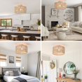 thumbnail image 3 of tewei Wood Beaded Boho Chandelier Light Fixture, Semi Flush Mount Ceiling Light 3-Light Rustic Nursery Close to Ceiling Lights fo, 3 of 7