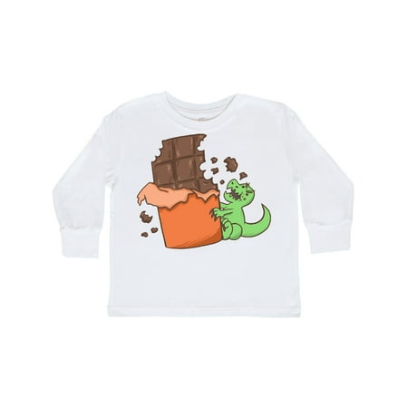

Inktastic Dino With Chocolate Bar Gift Toddler Boy or Toddler Girl Long Sleeve T-Shirt