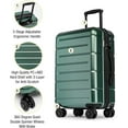 thumbnail image 5 of Carry On Luggage 22x14x9 Airline Approved,22 Inch Hard Shell Suitcase with Double Spinner Wheels TSA Lock,Travel Rolling Luggage with Cup Holder for Men Women,Green, 5 of 13