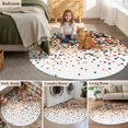 thumbnail image 5 of Abstract Check Texture Round Rugs for Living Room 4ft Orange Green White Check Non Slip Circle Rug Washable Low-Profile Indoor Carpet for Bedroom, Dining Room, Bathroom, 5 of 9