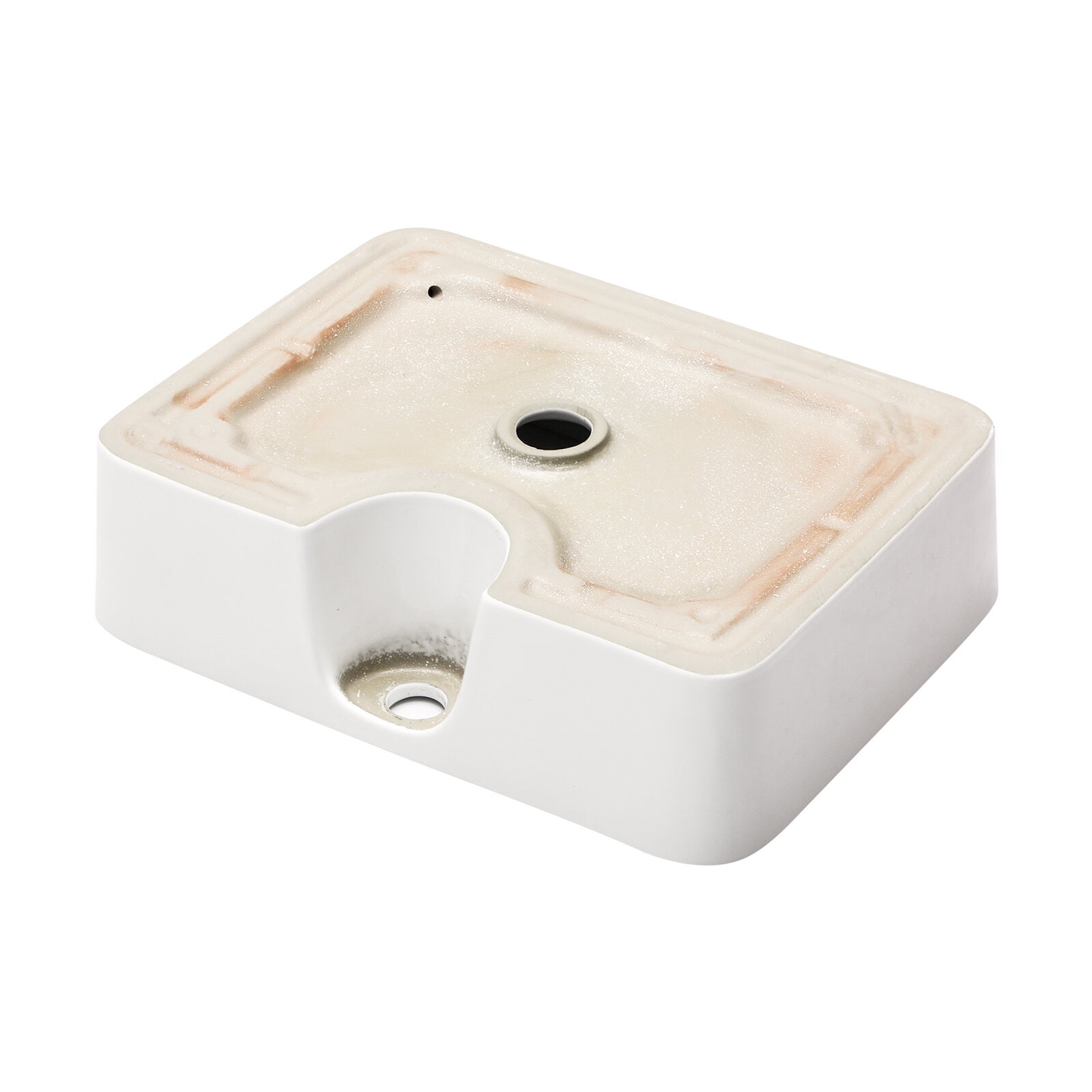 Modern Bathroom Vanity 16"x12" White Ceramic Rectangular Vessel Bathroom Sink with Black Faucet & Black Drain,Wooden Bathroom Vanity