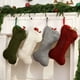 thumbnail image 3 of Calcetines navideños de punto con forma de hueso: rojo, blanco, verde y gris Diseño espacioso para regalos y golosinas Anilla de tela resistente para colgar fácilmente en la repisa de la chimenea..., 3 of 7