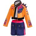 thumbnail image 3 of 3PC Girls Pop Singer Stage Costume Halloween Jacket T-Shirt Shorts Set, Size 7-8Y, 3 of 7
