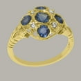 thumbnail image 3 of LBG British Made 18k Yellow Gold Natural Sapphire & Diamond Womens Anniversary Ring - 33 size options - Size 6.75, 3 of 7
