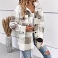 thumbnail image 3 of Women's Fleece Plaid Teddy Jacket Button Front Long Sleeve Winter Thermal Outwear, 3 of 5
