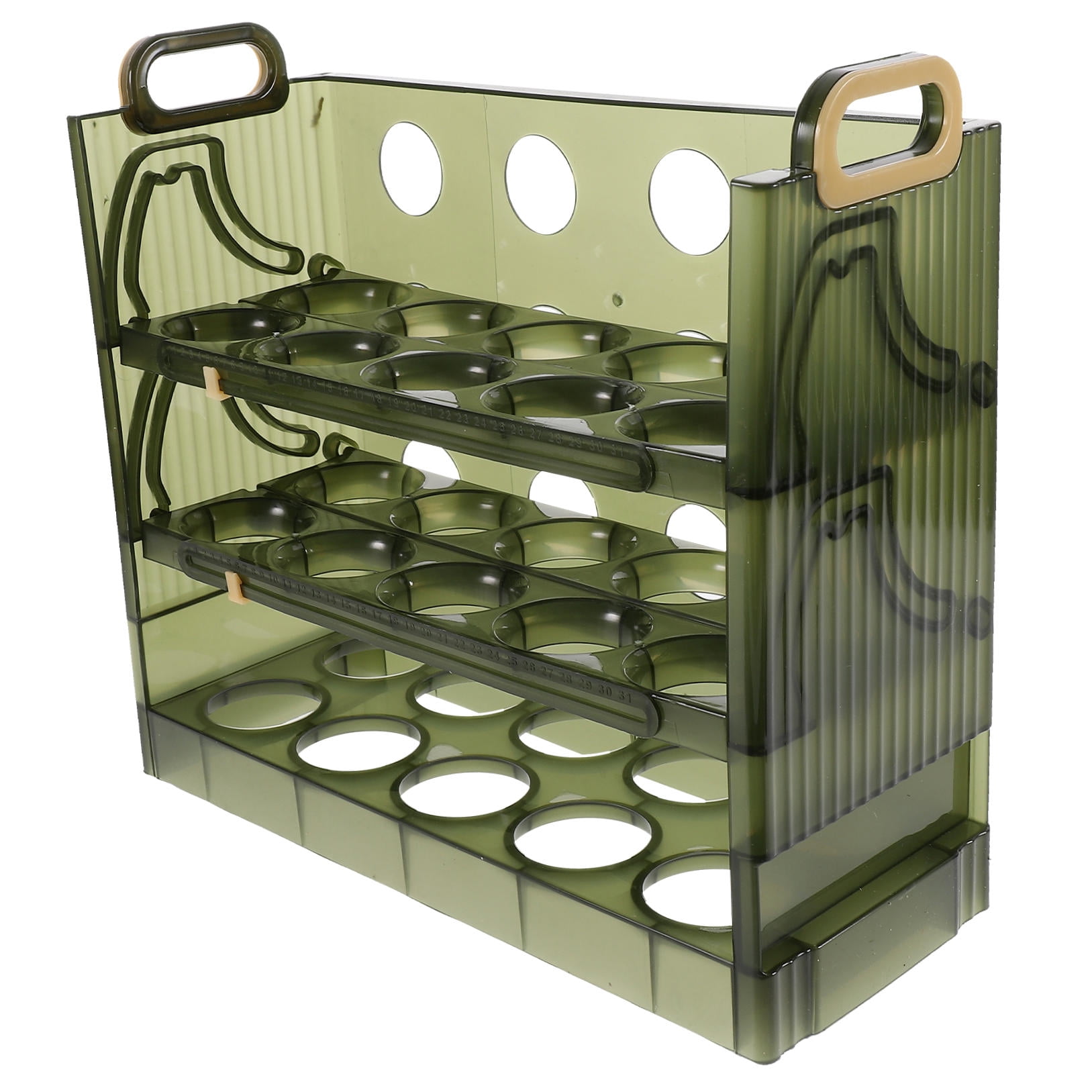 WEUVEB Egg Storage Holder Egg Storage Container Green Plastic 1Pcs 10.02X9.04X3.93 in