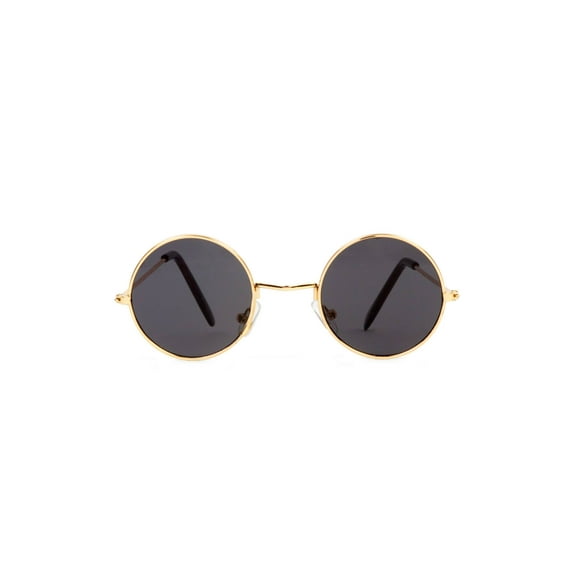 Gold Circular (41mm) Frame Black Lens Sunglasses