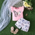 thumbnail image 2 of TZEWGL Ensemble 2 Pcs Confortable Col Rond Imprimé Graphique Manches Bouffantes Châle avec Imprimé Papillon Robe Sans Manches pour Enfant Taille 6-7T, 2 of 8