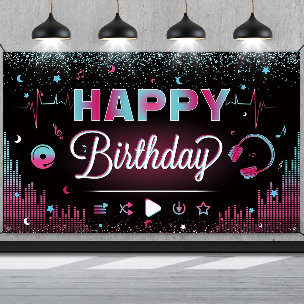 Music Party Decorations Music Birthday Party Backdrop Social Media  Background DJ Short Video Birthday Banner Party Supplies Photo Booth for  Boys Girls Adults Music Birthday Karaoke Party 