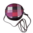 thumbnail image 3 of Leather Shoulder Round Bag 7.1×2.36in Fashion Casual Crossbody Bag Shoulder Bag For Work Travel Business Shopping Date Palevioletred Buffalo Plaid Check Tartan Scotland_2, 3 of 5