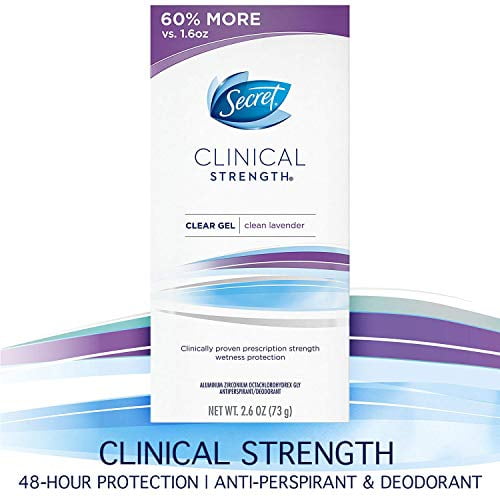 Secret Clinical Strength Antiperspirant Deodorant for Women, Clean Lavendar Scent, Clear Gel, 2.6 Oz