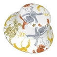 thumbnail image 3 of Gaeub Cartoon Monkey Printed Double Sided Reflective Bucket Hat Foldable Sun Hat for Camping Hiking Fishing, 3 of 9