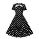 thumbnail image 1 of Puntoco Vestido De Manga Corta Con Cuello En V, Falda Con Vuelo De Cintura Elástica De Manga Corta Con Cuello En V Retro Hepburn Para Mujer Negro Xl, 1 of 6