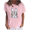 thumbnail image 2 of EGNMCR Chemise de Pâques pour Femmes Imprimé de Pâques Décontracté Col Rond Manches Courtes Été, 2 of 5