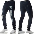 thumbnail image 1 of Men Skinny Ripped Jeans Pants Casual Stretch Distressed Slim Fit Denim Trouser Bottoms, 1 of 2