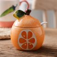 thumbnail image 3 of YISITIAN Fruit Shaped Ceramic Sugar Bowl with Lid and Spoon, Decorative Salt and Pepper Storage Jar for Kitchen Countertop, Creative Condiment Pot Set for Dining Table, Seasoning Container(Orange), 3 of 7