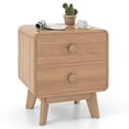 thumbnail image 1 of Costway 1 PCS Modern Style 2-Drawer Nightstand Bedside Table with Solid Rubber Wood Legs Brown, 1 of 8