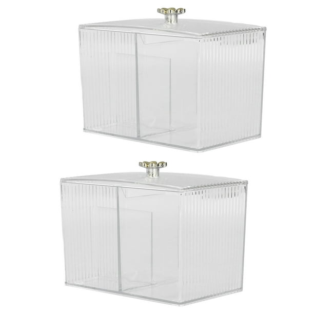 Soporte para hisopos de algodón ANGGREK organizador de bolas de algodón transparente 2 piezas de plástico resistente