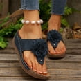 thumbnail image 6 of Bkhluea Women Flower Accent Wedge Flip Flop Sandals Slip On Comfortable Footwear For Casual Outdoor Beach Daily Activities, 6 of 7