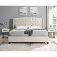 thumbnail image 2 of Miekor Furniture Astral 3-Piece Upholstered Bedroom Set, Tufted Wingback Bed with Two White Nightstands B5A8011, 2 of 9