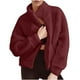 thumbnail image 3 of Camisa gris para mujer,Chaqueta de terciopelo con capucha de doble cara para mujer, forro polar, cremallera frontal completa, cuello alto, manga larga, bolsillos, ropa deportiva informal, sopatenor, 3 of 9