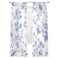 thumbnail image 2 of Blue White Spring Floral Semi Sheer Curtains 108 Inch Length 2 Panels Set, Summer Botanical Birds Sheer Kitchen Curtain Privacy Voile Window Curtain for Living Room Bedroom Rod Pocket Drapes, 2 of 7
