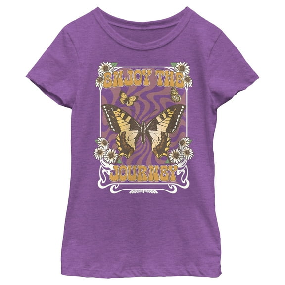 Girl's Lost Gods Enjoy the Journey Graphic Tee Purple Berry Large