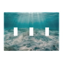 Serene Ocean Floor Light Switch Plate Covers 3 Gang Wall Plate Plastics Outlet Covers for Kitchen Home Office Decor