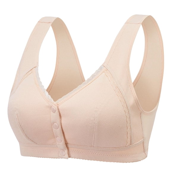 fheaev Front Closure Bras For Women Post Surgery Brassiere Plus Size Full Coverage No Underwire Comfort Wireless Snap Closing Bra Convenient Everyday Bra Front Button Bras Front Buckle Corset Bra