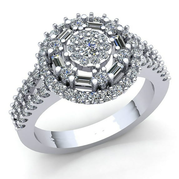 Genuine 1ct Round Cut Diamond Ladies Bridal Halo Anniversary Engagement Ring Solid 18K Rose, White or Yellow Gold H SI2