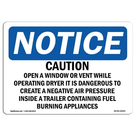 OSHA Notice Sign - Caution Open A Window Or Vent While Operating | Choose from: Aluminum, Rigid Plastic or Vinyl Label Decal | Protect Your Business, Construction Site |  Made in the (Best Vinyl Windows New Construction)