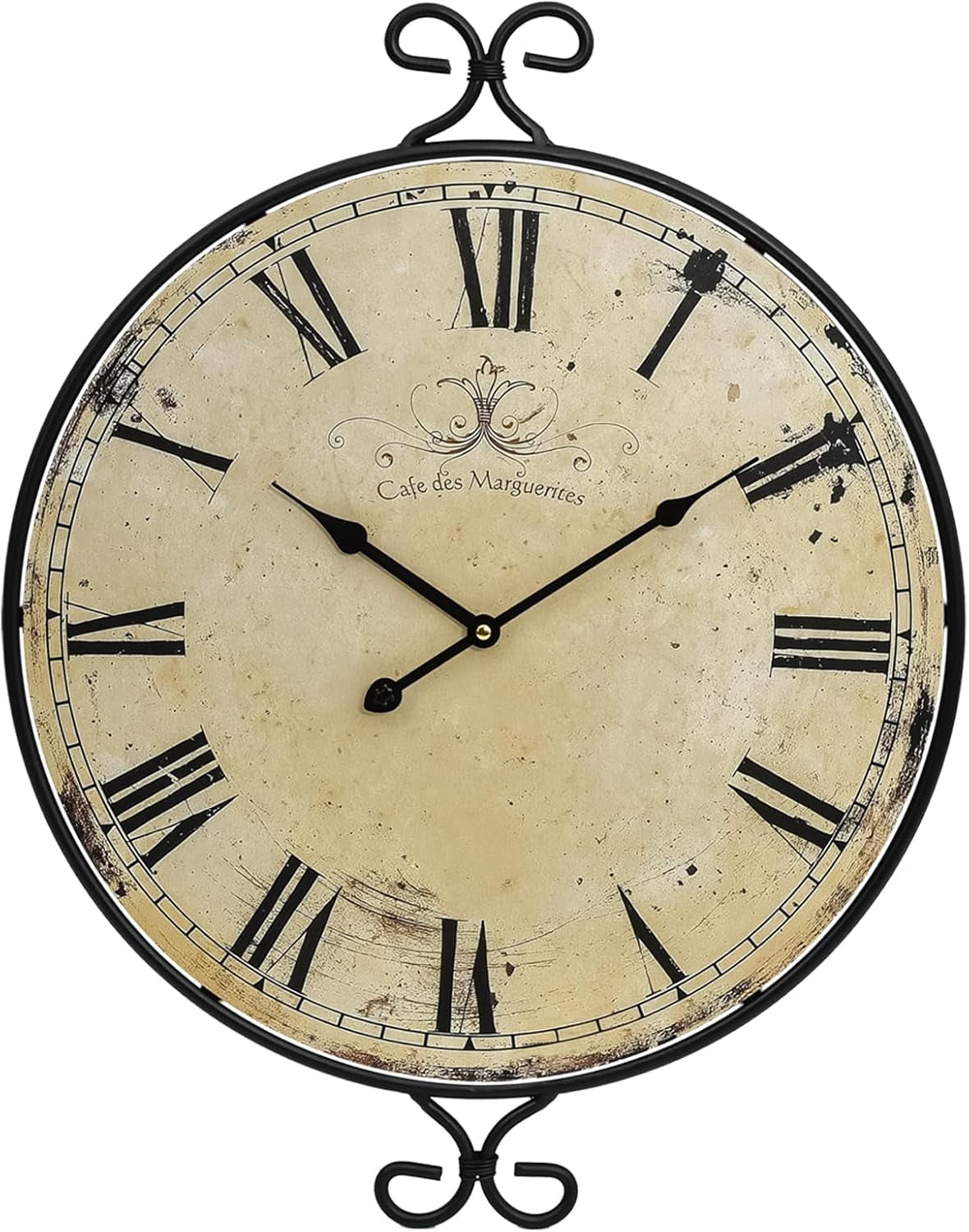 MODE HOME 30 iinch Large Farmhouse Wall Clock, Silent Battery Operated Retro Gold Wrought Iron Clock, Vintage Decorative Timepiece for Home Decor