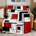 thumbnail image 2 of Abstract Space Design Sense Flannel Blanket for Bed,Travel and Camping, Red Black Stitching Suqare Super Soft Cozy Blanket for All Seasons 40"x50", 2 of 7