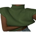 thumbnail image 5 of Femmes Épaulette Pull Haut Col Roulé Sans Manches Pull Large Épaule Tricotée Pull Haut, 5 of 5