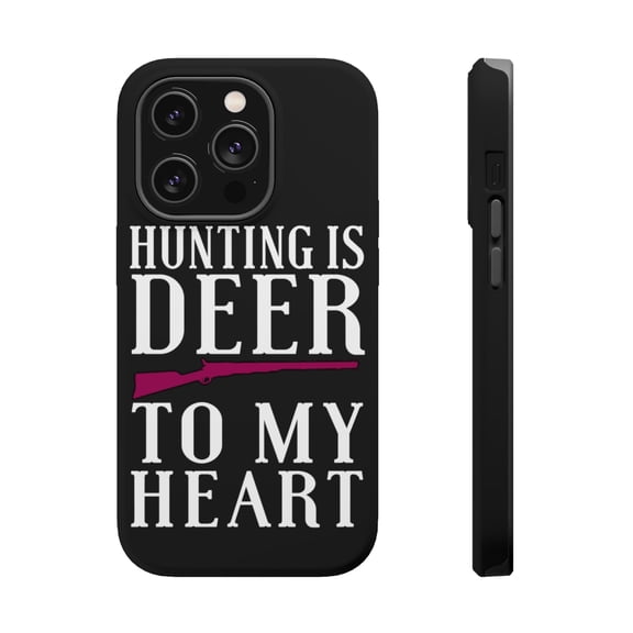 DistinctInk Tough Case for Apple iPhone 15 PRO (6.1" Screen), Compatible with MagSafe Charging - Hunting is DEER to My Heart
