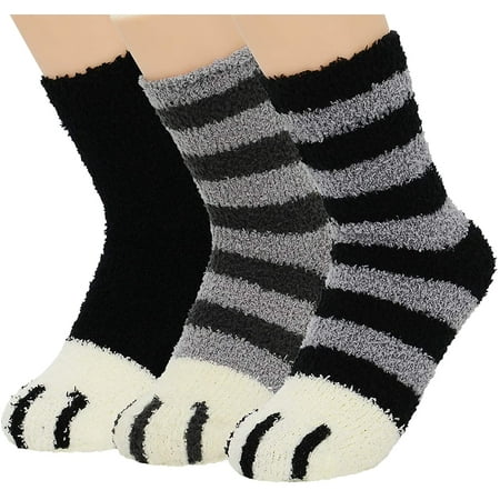 

3 Pairs Womens Fuzzy Socks Warm Slipper Socks Winter Fluffy Socks Cozy Fuzzy Socks Athletic Fleece Socks Cute Crew Socks