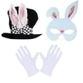 thumbnail image 1 of Disfraz de conejo novedoso, gorro de conejo, máscara para la cabeza, disfraz de cosplay, fiestas temáticas de animales, para fiestas de cumpleaños, Máscara blanca Sunnimix Guantes de sombrero de copa, 1 of 8